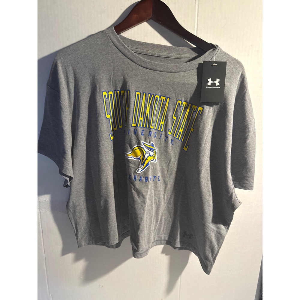 Under Armour South Dakota State University SDSU Jackrabbits Crop Tee XL Gray New
